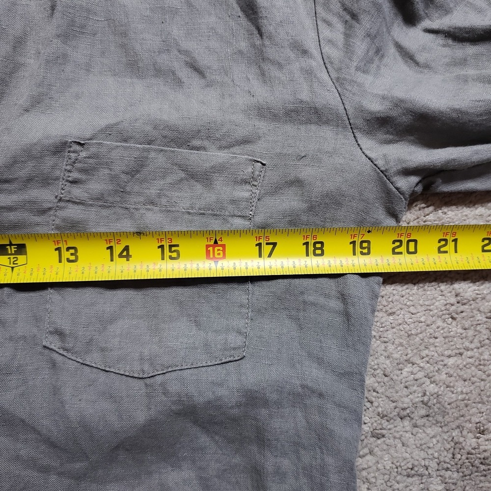 James Perse 100% Linen Shirt Dress Womens 3 (L) Gray Button Front Drop Tie Waist - Picture 10 of 15